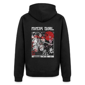 Ninja - Unisex Premium Organic Zip Hoodie - black - Back - Nico (187cm)