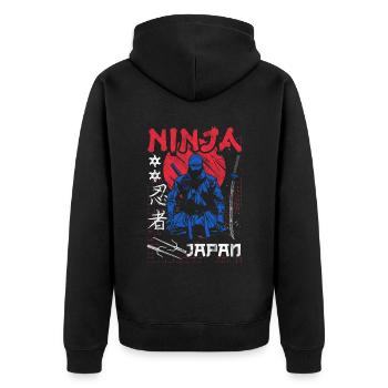 Ninja Gift Karate Ninjutsu Judo Samurai Japan - Unisex Premium Organic Zip Hoodie - black - Back - Nico (187cm)