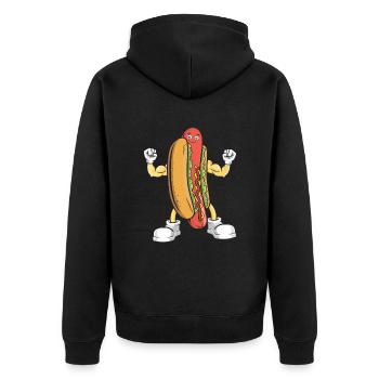 Hot Dog Bodybuilding Fitness Gym Gift - Unisex Premium Organic Zip Hoodie - black - Back - Nico (187cm)