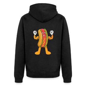 Hot Dog Bodybuilding Fitness Gym Gift - Unisex Premium Organic Zip Hoodie - black - Back - Nico (187cm)