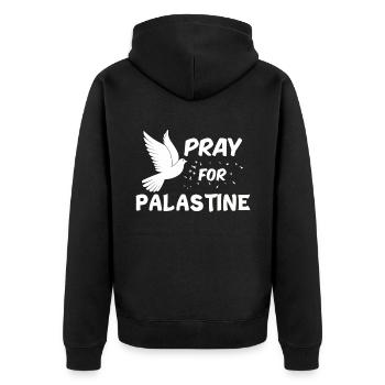 Palestine - Unisex Premium Organic Zip Hoodie - black - Back - Nico (187cm)