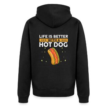 Hot Dog Love Hot Dog Potato Ketchup - Unisex Premium Organic Zip Hoodie - black - Back - Nico (187cm)