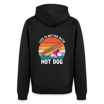 Hot Dog Love Hot Dog Potato Ketchup - Unisex Premium Organic Zip Hoodie - black - Back - Nico (187cm)