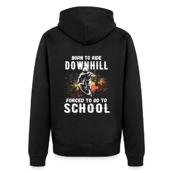 Vers la descente Né à l’école VTT forcé - Veste à capuche bio Premium Unisexe - noir - Dos - Nico (187cm)