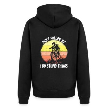 Ne me suivez pas, je fais des choses stupides en VTT - Veste à capuche bio Premium Unisexe - noir - Dos - Nico (187cm)