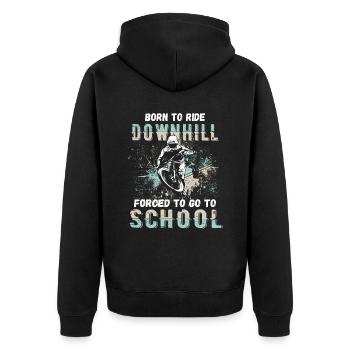 Vers la descente Né à l’école VTT forcé - Veste à capuche bio Premium Unisexe - noir - Dos - Nico (187cm)