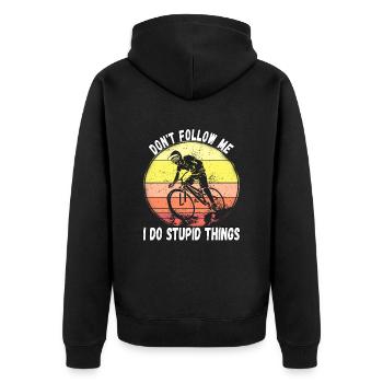 Ne me suivez pas, je fais des choses stupides en VTT - Veste à capuche bio Premium Unisexe - noir - Dos - Nico (187cm)