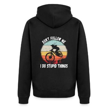 Ne me suivez pas, je fais des choses stupides en VTT - Veste à capuche bio Premium Unisexe - noir - Dos - Nico (187cm)