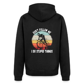 Ne me suivez pas, je fais des choses stupides en VTT - Veste à capuche bio Premium Unisexe - noir - Dos - Nico (187cm)