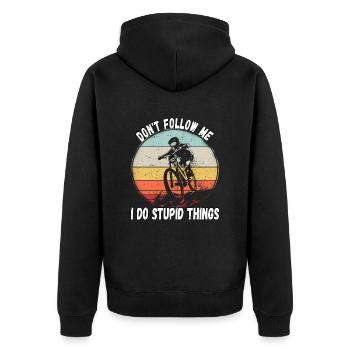 Ne me suivez pas, je fais des choses stupides en VTT - Veste à capuche bio Premium Unisexe - noir - Dos - Nico (187cm)