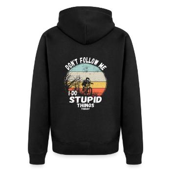 Ne me suivez pas, je fais des choses stupides en VTT - Veste à capuche bio Premium Unisexe - noir - Dos - Nico (187cm)