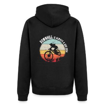 La descente est toujours une bonne idée VTT RetroVintage - Veste à capuche bio Premium Unisexe - noir - Dos - Nico (187cm)