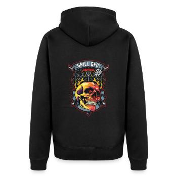 Grill grill master BBQ - Unisex Premium Organic Zip Hoodie - black - Back - Nico (187cm)