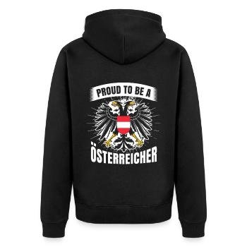 Österreich Tshirt - Unisex Premium Bio Zip Hoodie - Schwarz - Hinten - Nico (187cm)