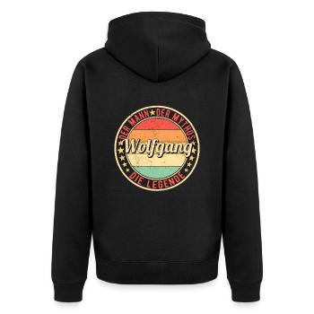 Wolfgang Der Mann Der Mythos Die Legende - Unisex Premium Bio Zip Hoodie - Schwarz - Hinten - Nico (187cm)