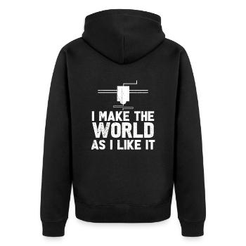 3D Printer Tshirt Men Women Kids - Unisex Premium Organic Zip Hoodie - black - Back - Nico (187cm)