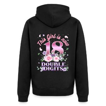 Cette fille a maintenant 18 ans à deux chiffres 18. - Veste à capuche bio Premium Unisexe - noir - Dos - Nico (187cm)