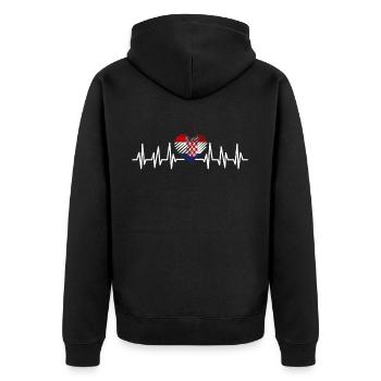 Kroatien Geschenk Herkunft Zagreb Hrvatska Heimat - Unisex Premium Bio Zip Hoodie - Schwarz - Hinten - Nico (187cm)