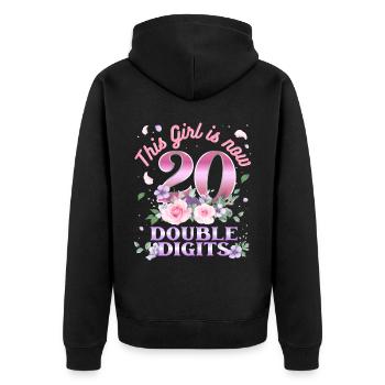 Dieses Mädchen Ist Jetzt 20 Zweistellig 20. - Unisex Premium Bio Zip Hoodie - Schwarz - Hinten - Nico (187cm)