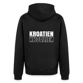 Kroatien Geschenk Herkunft Zagreb Hrvatska Heimat - Unisex Premium Bio Zip Hoodie - Schwarz - Hinten - Nico (187cm)