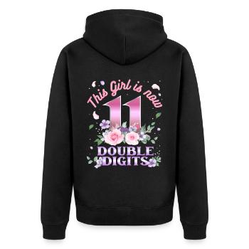 Dieses Mädchen Ist Jetzt 11 Double Digits 11. - Unisex Premium Bio Zip Hoodie - Schwarz - Hinten - Nico (187cm)