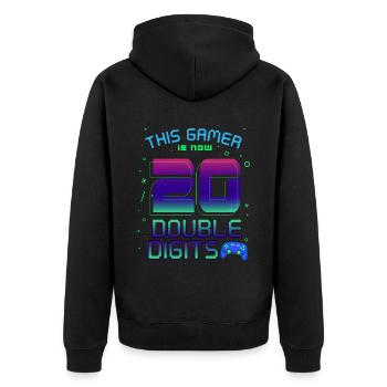 This Gamer Is Now 20 Double Digit 20. - Unisex Premium Organic Zip Hoodie - black - Back - Nico (187cm)