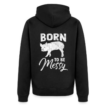 Schwein Geschenk Schweinchen Kinder Ferkel Sau Pig - Unisex Premium Bio Zip Hoodie - Schwarz - Hinten - Nico (187cm)