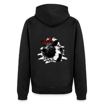 Schwein Tshirt Geschenk Kinder Frauen - Unisex Premium Bio Zip Hoodie - Schwarz - Hinten - Nico (187cm)