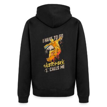 Skateboard Kickflip Geschenk Longboard Sk8er Sk8 - Unisex Premium Bio Zip Hoodie - Schwarz - Hinten - Nico (187cm)