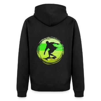 Skater Skateboard Gift Halfpipe Sk8 Ollie - Unisex Premium Organic Zip Hoodie - black - Back - Nico (187cm)