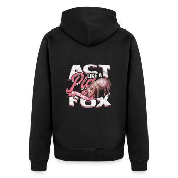 Schwein Geschenk Schweinchen Kinder Ferkel Sau Pig - Unisex Premium Bio Zip Hoodie - Schwarz - Hinten - Nico (187cm)