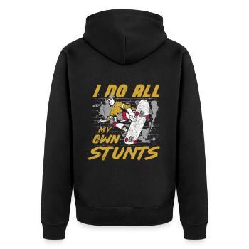 Skateboard Tshirt Skater Sk8 Sk8er Halfpipe Flip - Unisex Premium Organic Zip Hoodie - black - Back - Nico (187cm)