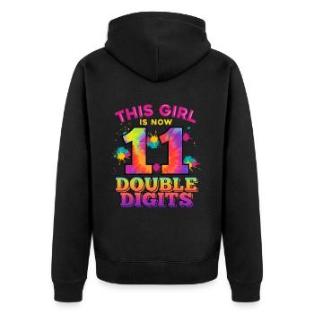 Dieses Mädchen Ist Jetzt 11 Double Digits 11. - Unisex Premium Bio Zip Hoodie - Schwarz - Hinten - Nico (187cm)