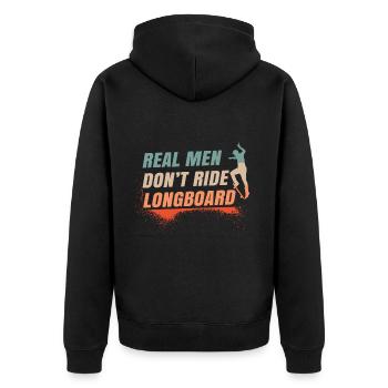Skater Skateboard Gift Halfpipe Sk8 Ollie - Unisex Premium Organic Zip Hoodie - black - Back - Nico (187cm)