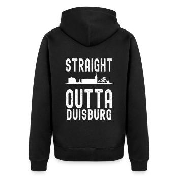 Duisburg - Unisex Premium Bio Zip Hoodie - Schwarz - Hinten - Nico (187cm)