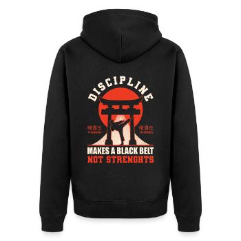 TKD Korean Martial Arts Tae Kwon - Unisex Premium Bio Zip Hoodie - Schwarz - Hinten - Nico (187cm)