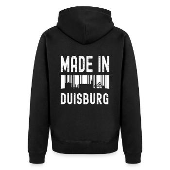 Duisburg - Unisex Premium Bio Zip Hoodie - Schwarz - Hinten - Nico (187cm)