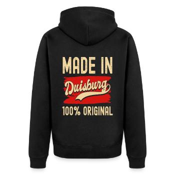 Duisburg - Unisex Premium Bio Zip Hoodie - Schwarz - Hinten - Nico (187cm)
