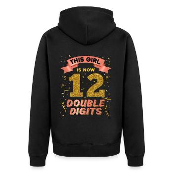 Dieses Mädchen Ist Jetzt 12 Double Digits 12. - Unisex Premium Bio Zip Hoodie - Schwarz - Hinten - Nico (187cm)