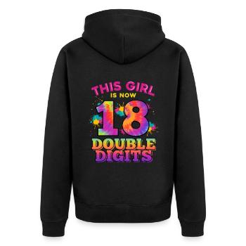 Cette fille a maintenant 18 ans à deux chiffres 18. - Veste à capuche bio Premium Unisexe - noir - Dos - Nico (187cm)