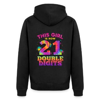 Dieses Mädchen Ist Jetzt 21 Double Digits 21. - Unisex Premium Bio Zip Hoodie - Schwarz - Hinten - Nico (187cm)