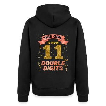 Dieses Mädchen Ist Jetzt 11 Double Digits 11. - Unisex Premium Bio Zip Hoodie - Schwarz - Hinten - Nico (187cm)