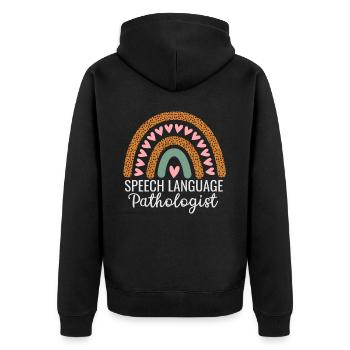 Sprachpathologen-design Für Sprache - Unisex Premium Bio Zip Hoodie - Schwarz - Hinten - Nico (187cm)