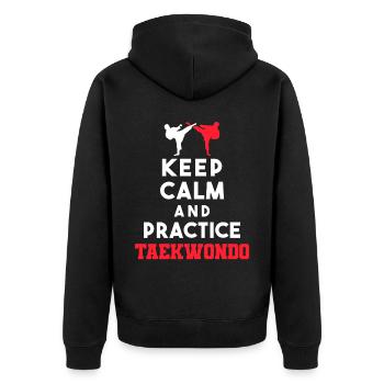 TKD Korean Martial Arts Tae Kwon - Unisex Premium Bio Zip Hoodie - Schwarz - Hinten - Nico (187cm)