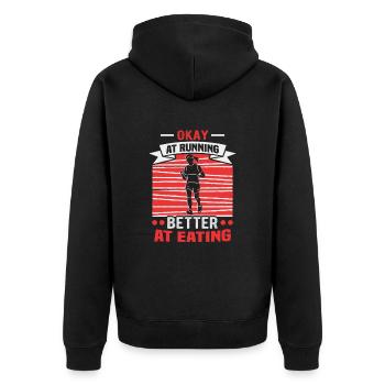 Running Marathon Runner Running - Unisex Premium Organic Zip Hoodie - black - Back - Nico (187cm)