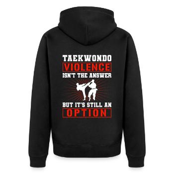 TKD Korean Martial Arts Tae Kwon - Unisex Premium Bio Zip Hoodie - Schwarz - Hinten - Nico (187cm)