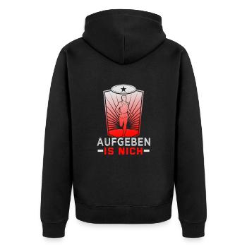 Laufen Marathon Läuferin Laufsport - Unisex Premium Bio Zip Hoodie - Schwarz - Hinten - Nico (187cm)