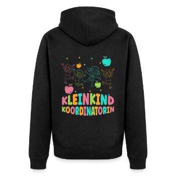 Erzieherin Kindergärtnerin Kindergarten - Unisex Premium Bio Zip Hoodie - Schwarz - Hinten - Nico (187cm)