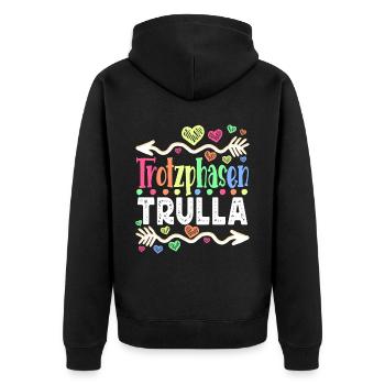 Erzieherin Lustig Kindergärtnerin - Unisex Premium Bio Zip Hoodie - Schwarz - Hinten - Nico (187cm)