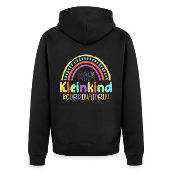 Erzieherin Kindergärtnerin Kindergarten - Unisex Premium Bio Zip Hoodie - Schwarz - Hinten - Nico (187cm)